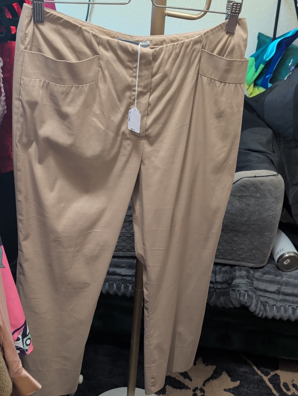 Prada Men's Beige Elastic-Waist Chinos